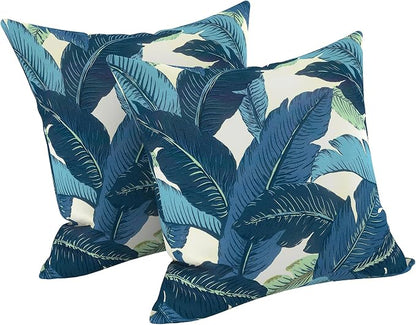 LVTXIII Outdoor Pillow Covers 20x20 Inch, 2 Pack Large Square Throw Pillow Cases, Fade-Resistant Cushion Covers for Patio Furniture Sofa, Garden Porch, Swaying Palms Blue