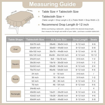 Wolkemer Faux Linen Small Oval Tablecloth 52x70 Inch Charcoal Table Cloth | Heavy Duty Wrinkle Resistant Fabric Table Cloth, Farmhouse Rustic Oval Table Cover for Kitchen Dining Indoor Outdoor Tabletop