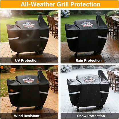 Grill Cover for Pit Boss 820 Deluxe/820D/820FB/820SC/820XL/820PS1, 850 Pro/850 DX & Z Grills 700 Series, 600D Waterproof Pellet Smoker Cover with Drawstring and Handles, 1776-2026 Patriotic Design