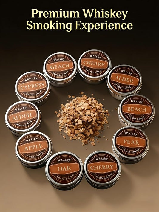 Cocktail Smoker Wood Chips for Whiskey Smoker Kit,Natural Drink Smoker Chips for Cocktails & Bourbon,10 Flavor Smoking Wood Chips Variety Pack,Apple Peach Pear Hickory Oak Cherry Mesquite Alder Beech