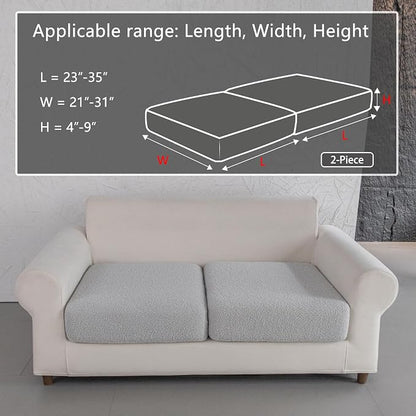 OHSIO Couch Cushion Covers for Sectional Sofa, Stretch Soft Sofa Slipcovers Washable Wear-Resistant Universal Furniture Protector for Living Room(2 Seaters Covers, Light Gray)