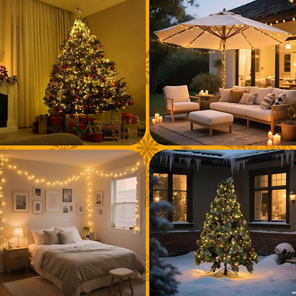 WBao Long Warm White Christmas Lights Indoor Outdoor 500LED 174ft, Super Bright LED Christmas String Lights with UL Certified, 8 Light Modes, Timer, Memory & Waterproof for Trees, Patio, Party Decor