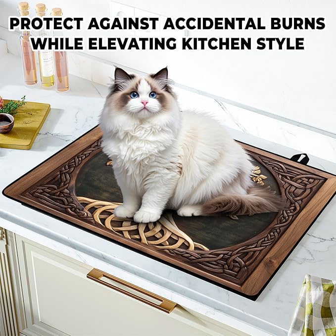 Tree of Life Stove Top Cover Retro Flower Gas Stove Top Cover for Home Decoration Kitchen Pad Non-Stick Washable Cooktop Covers Countertop Protector Keep Stove Clean 28"x20"