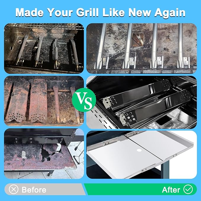 Replacement Parts for Nexgrill 720-0830H 720-0783E 720-0783EH, Grill Heat Plates & Burner Tubes & Igniter & Drip Pan Grease Tray for Home Depot Nexgrill 4 Burner 720-0830H