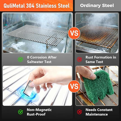 QuliMetal SUS304 Grill Grates for Weber Spirit E-310 and GS4 Spirit II 300 Series, Spirit 700, Genesis Silver B & C, Genesis Gold B & C, Genesis Platinum B & C, Genesis 1000-3500