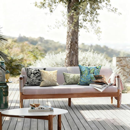 LVTXIII 2 Pack Outdoor Throw Pillow Covers for Patio Furniture, 16x16 Inch Square Pillow Case, Water-Repellent Cushion Covers for Garden, Porch, Sofa, Tropical Leaf Oat