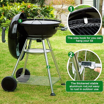 18 Inch Charcoal Grill+ BBQ Charcoal Chimney Starter 11"X7" Heavy Duty for Charcoal Grills