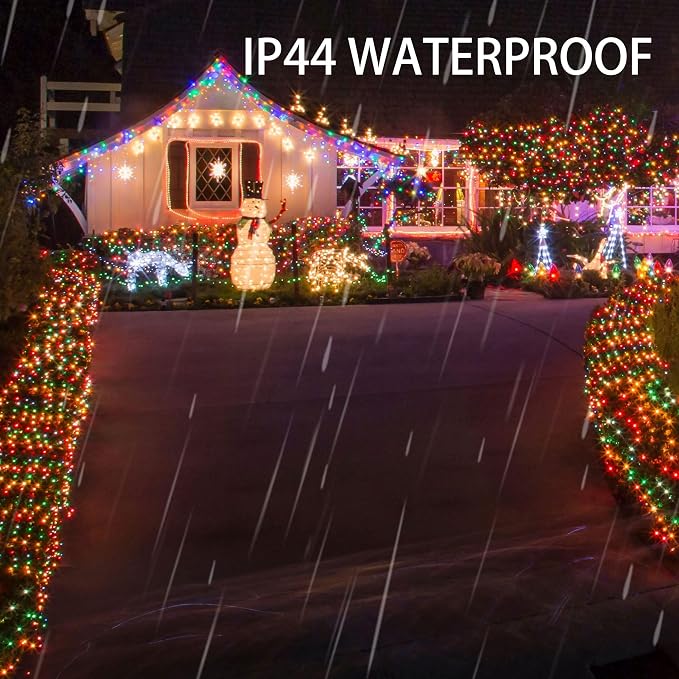 Dazzle Bright 2 Pack Total 400LED 132FT Multi-Colored Christmas Solar String Outdoor Lights, Solar Powered with 8 Modes Waterproof Fairy Lights for Bedroom Patio Garden Tree Party Yard Decoration