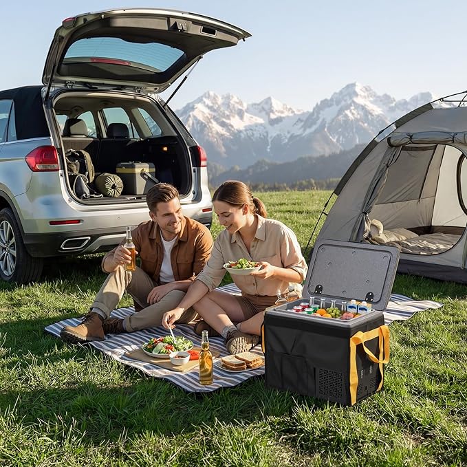 VEVOR 12 Volt Refrigerator, 21.1 QT/ 20L Car Fridge, Portable Ultra-Light EPP Freezer, APP Control Electric Compressor, 12V/24V DC, 14℉ to 50℉, for Truck Van RV SUV Boat Travel Camping
