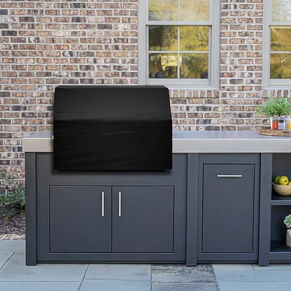 Covers & All Built-in Grill Cover for Outdoor Grill – Heavy Duty 12 oz Waterproof Built-in BBQ Grill Cover, PVC-Coated Polyester with Elastic Hem for Snug Fit (28 x 24 x 26 inches, Black)