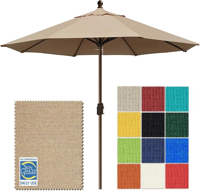 EliteShade USA 10-Year-Non-Fading 10Ft Market Patio Umbrella, UPF 50+ UV Protection Performance Sun Umbrella, Heavy Duty Commercial Grade Outdoor Table Umbrella with Crank, Windproof Vented Top for Garden, Pool, Deck and Outdoor Playsets, No Tilt, Heat...