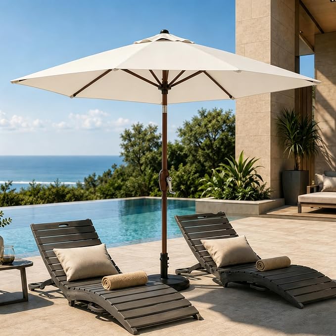 7.5ft Patio Umbrella, Outdoor Table Market Umbrella with Smooth Crank Lift, 6 Windproof Fiberglass Ribs, UPF50+ UV Protection for Deck, Pool, Garden and Backyard