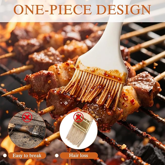 2 Pack Meat Brush for Basting,Silicone Heat Resistant Cooking Brush for Your KitchenBBQ Grill Brushes Baking Cooking,BPA Free and Dishwasher Safe