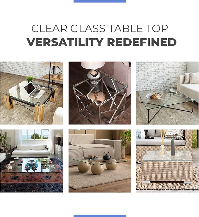 Clear Tempered Glass Table Top 12 Inch Square Beveled Edge with 1/2 Inch Thickness for Dining, Coffee or Side Tables by Fab Glass and Mirror