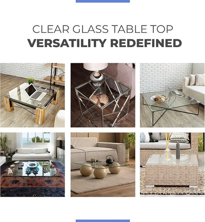 Clear Tempered Glass Table Top 12 Inch Square Beveled Edge with 1/2 Inch Thickness for Dining, Coffee or Side Tables by Fab Glass and Mirror