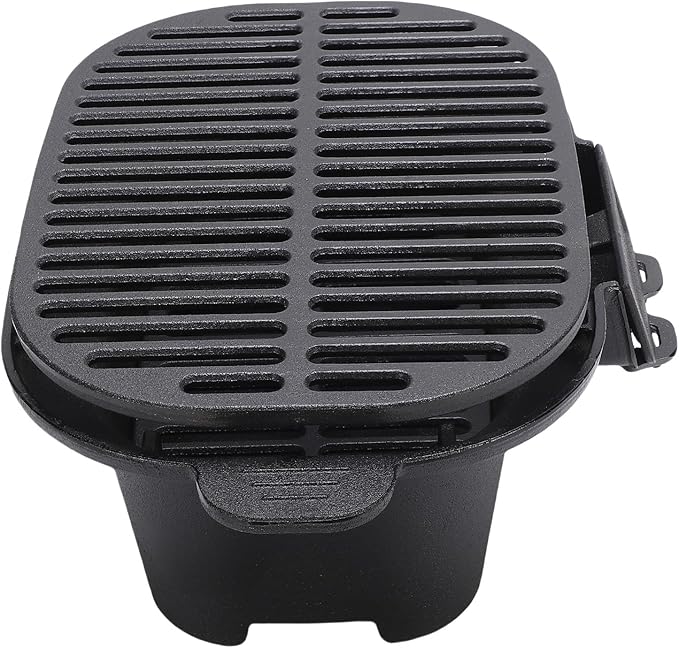 Keenso Cast Iron Grill, Lightweight and Compact Charcoal Hibachi Grill, Adjustable Grate for Outdoor Cooking, Ideal for Japanese BBQ Gatherings