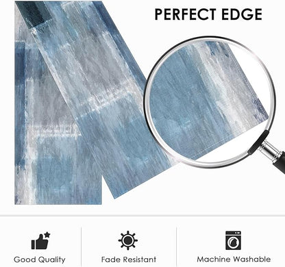 Emvency Modern Table Runner, Blue and Grey Geometric Abstract Artistic for Kitchen Coffee Table Family Dinners Holiday Parties Wedding Events Decor(13x72 inch)