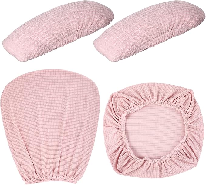 Tallew 4 Pcs Office Chair Covers Stretchable Armrest Seat,XL,Pale Pink | Universal Fit Office Desk Chairs, Protective Seat Backrest Slipcovers, Stretchable Prevent Wear, Easy Install for Rotating