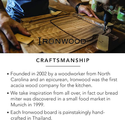 Ironwood Gourmet Oslo End Grain Utility Cutting Board, 14 x 16 Inches, Natural Acacia Wood