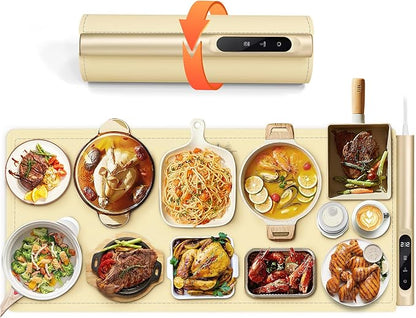 Newise Graphene Food Warming Mat, Extra Large (XXL 36”x 16") Electric Warming Tray with 6 Temp Settings, Portable Food Warmers for Buffets Party Countertop, Practical Gifts for Mom Wife, Beige