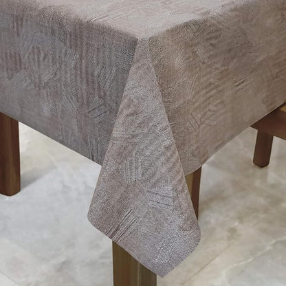 AIRCOWRIE Waterproof Vinyl Tablecloths, Heavy Duty Oil Proof Spill Proof Plastic Table Cloth, Wipe Clean PVC Table Cover for Spring Indoor and Outdoor Use (Brown, 54”×54”, Rectangle)