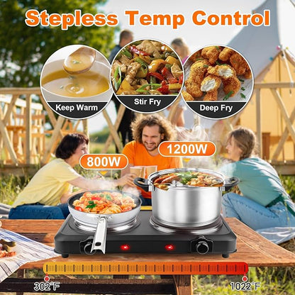 Electric Charcoal Burner Stove, 500W Single Coil Hot Plate Starter with Grill Tongs, 5-Level Temp, Smart Heat Control & Stainless Steel Fast Heating for Cooking top Countertop (5380Black)