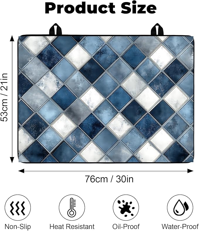 Silicone Glass Stove Top Cover- Mat for Electric Stove Protector with Anti-Slip Rubber Coating Scratch-Resistant XL Dish Drying Mats For Kitchen (Prism, 30"L x 21"W)
