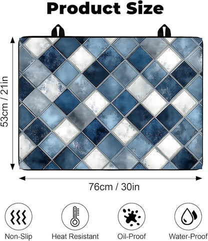 Silicone Glass Stove Top Cover- Mat for Electric Stove Protector with Anti-Slip Rubber Coating Scratch-Resistant XL Dish Drying Mats For Kitchen (Prism, 30"L x 21"W)