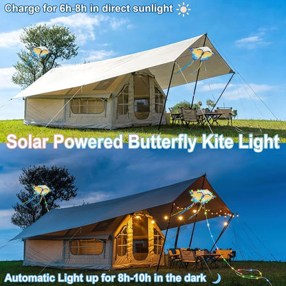 Toodour Solar Butterfly Lights Outdoor, 2.9Ft 174 LED Waterproof Kite Butterfly Garden Decor, 8 Modes Multicolor Solar Garden Lights for Home Yard Patio Camping Decor- Blue & Yellow Butterfly