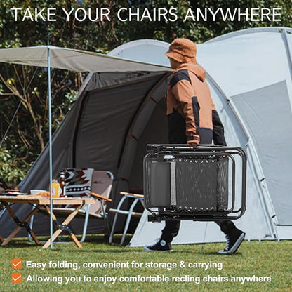 Sweetcrispy Zero Gravity Chairs Set of 2, Outdoor Folding Patio Lounge Chair with Cup Holder Tray, Portable Beach Camping Recliner for Poolside, Garden, Backyard, Lawn, Solid Black