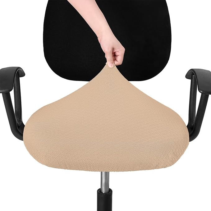 Smiry Office Computer Chair Seat Covers for Desk, Anti-dust Protector | Stretch Jacquard Removable Washable Desk Chair Seat Cushion Protectors, Khaki