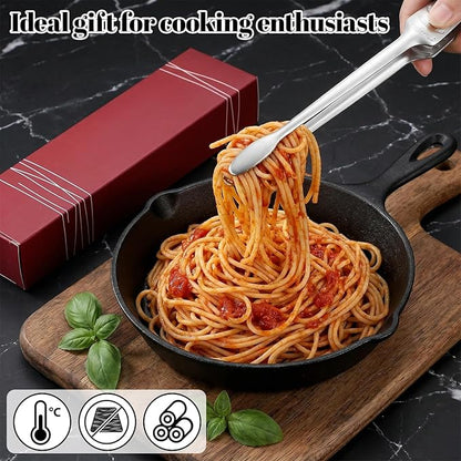 10.8" Metal Food Tong with Non-Slip Comfort Grip Korean and Japanese BBQ Tongs Stainless Steel Kitchen Tongs Serving Tong for Cooking for Serving Food Salad Camping Barbecue