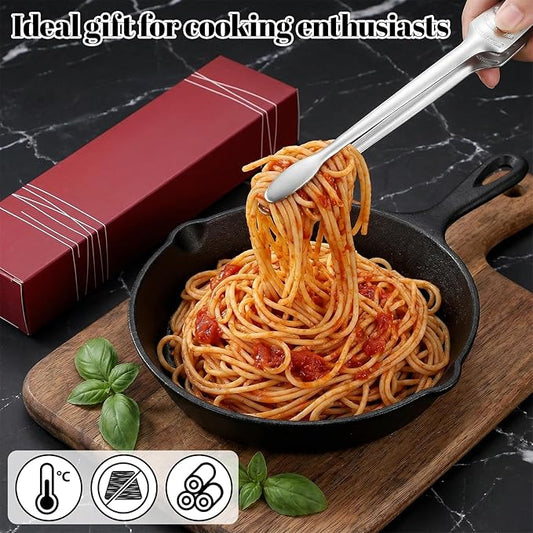 10.8" Metal Food Tong with Non-Slip Comfort Grip Korean and Japanese BBQ Tongs Stainless Steel Kitchen Tongs Serving Tong for Cooking for Serving Food Salad Camping Barbecue