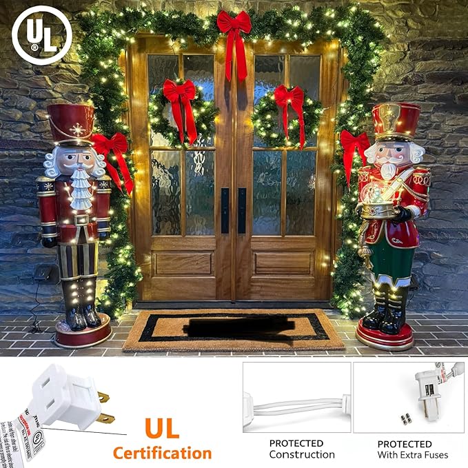 50 Counts Warm White LED Christmas Lights, 25ft Commercial Grade Outdoor String Lights - Waterproof UL Certified White Wire with 5mm Wide Angle Bulbs for Christmas Tree, Indoor & Outdoor Decor