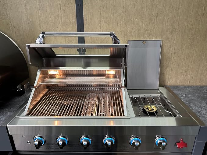 Outdoor Kitchen Pod, Deluxe BBQ Grill Station Island with Refrigerator, Sink, Stove, Bar Counter & Pergola, 304 Stainless Steel Outdoor Kitchen Set for Backyard Parties