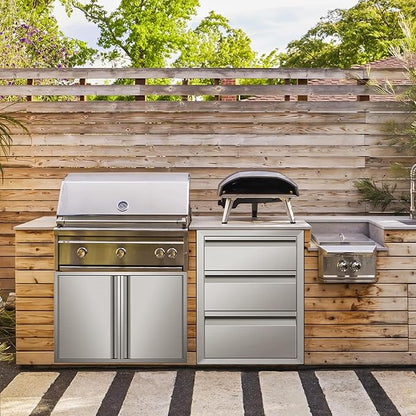 Outdoor Kitchen Drawer 18 x 24 x 23 inch Flush Mount BBQ Triple Layer Drawer, Durable Stainless Steel Kitchen Outdoor Kitchen Access Drawer for BBQ Island Patio
