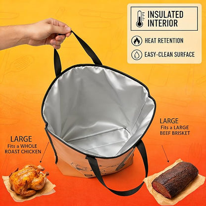 BBQ Meat Resting Blanket - Premium Faux Leather Insulated Smoker Grilling Bag for Brisket, Turkey, Pork Shoulder & Beef - Grill Accessories Gifts for Men, Dads & BBQ Lovers