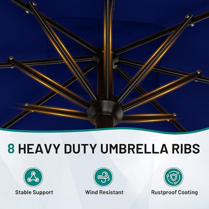 AreShark 8' x 10' Rectangle Patio Umbrellas for Outdoor, Outdoor Table Umbrella, Large Outdoor Patio Umbrellas with 8 Sturdy Ribs for Pool, Garden, Market (Navy)
