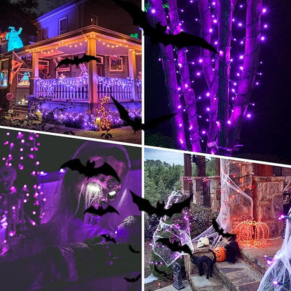 weillsnow 500 LED Halloween String Lights,164 FT Twinkle Lights Waterproof | Purple, 8 Modes, Plug in, Timer & Memory Function, for Halloween Party Garden and Home Decor, Indoor&Outdoor Use