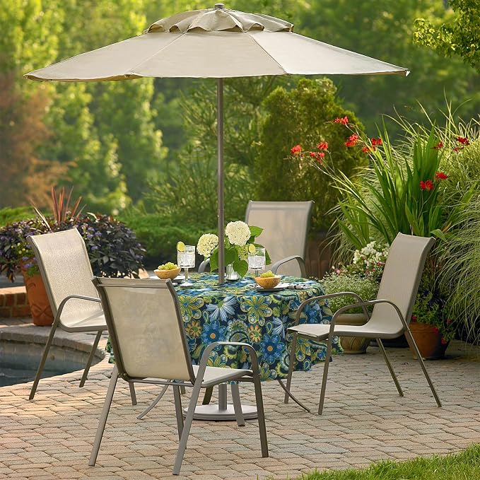 Outdoor/Indoor Round Tablecloth with Umbrella Hole Zipper, Decorative Circular Table Cover for Home Garden, 60 Inch, Wonder Garden