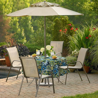 Outdoor/Indoor Round Tablecloth with Umbrella Hole Zipper, Decorative Circular Table Cover for Home Garden, 60 Inch, Wonder Garden