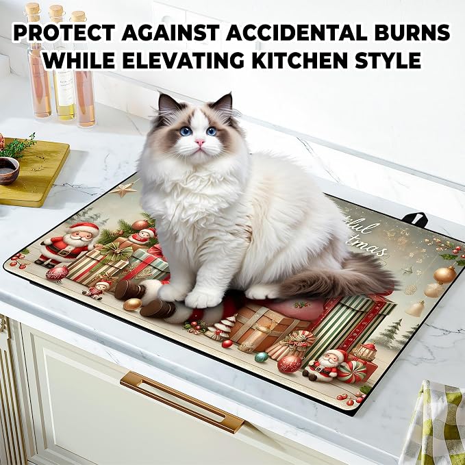 Christmas Stove Top Cover Snowman Stove Top Cover for Home Decoration Kitchen Pad Non-Stick Washable Cooktop Covers Countertop Protector Keep Stove Clean 28"x20" (Man)