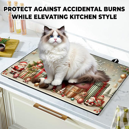 Christmas Stove Top Cover Snowman Stove Top Cover for Home Decoration Kitchen Pad Non-Stick Washable Cooktop Covers Countertop Protector Keep Stove Clean 28"x20" (Man)