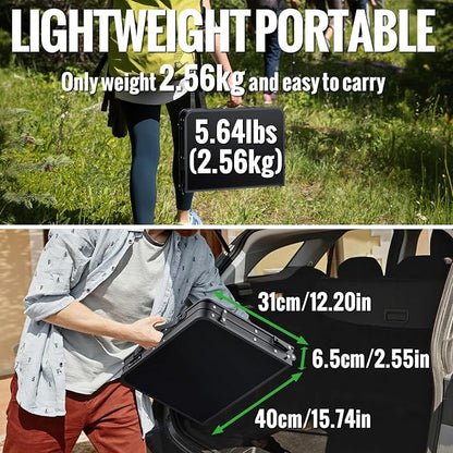 GARLLEN 2ft Folding Camping Table Max Capacity 66lbs, 3 Adjustable Height Picnic Table with MDF Tabletop, Portable Folding Tables for Camping, Travel, Picnic, BBQ, Threaded Install, 23.6" L x 15.7" W