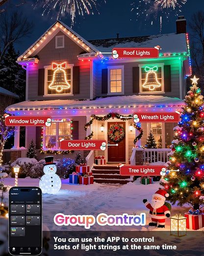 OZS 300LED Smart Color Changing Fall String Lights | 107FT App Controlled Orange Lights, Waterproof RGB LED String Lights with Remote & Timer, Music Sync Multiple Modes Indoor Outdoor for Fall Decor