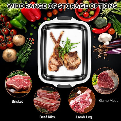 BBQ Prep Tub with Lid and Cutting Board - Collapsible Barbecue Tool Set for Marinating, Grilling, BBQ Prep Station for Outdoor Cooking, Camping Kitchen Accessories & Barbecue Utensils, XX-Large Black