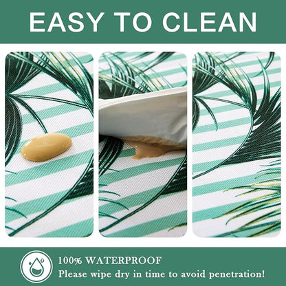 UMINEUX 60" Outdoor Round Tablecloth with Umbrella Hole and Zipper | Spring/Summer Waterproof Round Patio Table Cover for Picnic/BBQ/Garden, Bamboo Leaf