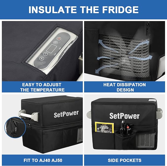 Setpower Insulated Protective Cover for AJ40 or AJ50 Portable Refrigerator Freezer, suitable for AJ40 AJ50 Both, Flexible Model