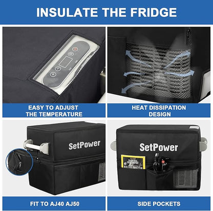 Setpower Insulated Protective Cover for AJ40 or AJ50 Portable Refrigerator Freezer, suitable for AJ40 AJ50 Both, Flexible Model