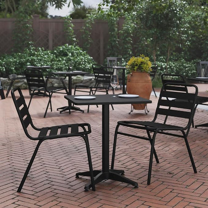 Flash Furniture Mellie 23.5'' Square Aluminum Indoor-Outdoor Table with Base, Black